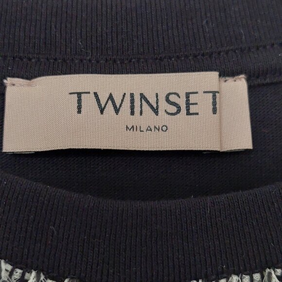 TWINSET MILANO  T-shirt with lace inserts, Size M - Picture 3 of 6
